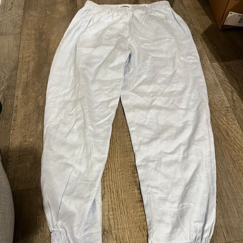 Babaton small blue‎ linen blend pants